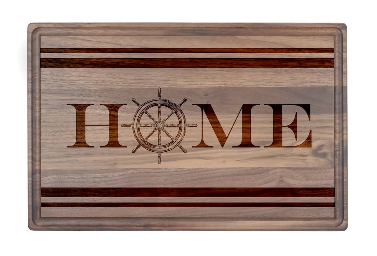 17" Home Captain Wheel Walnut Wood Cutting Board